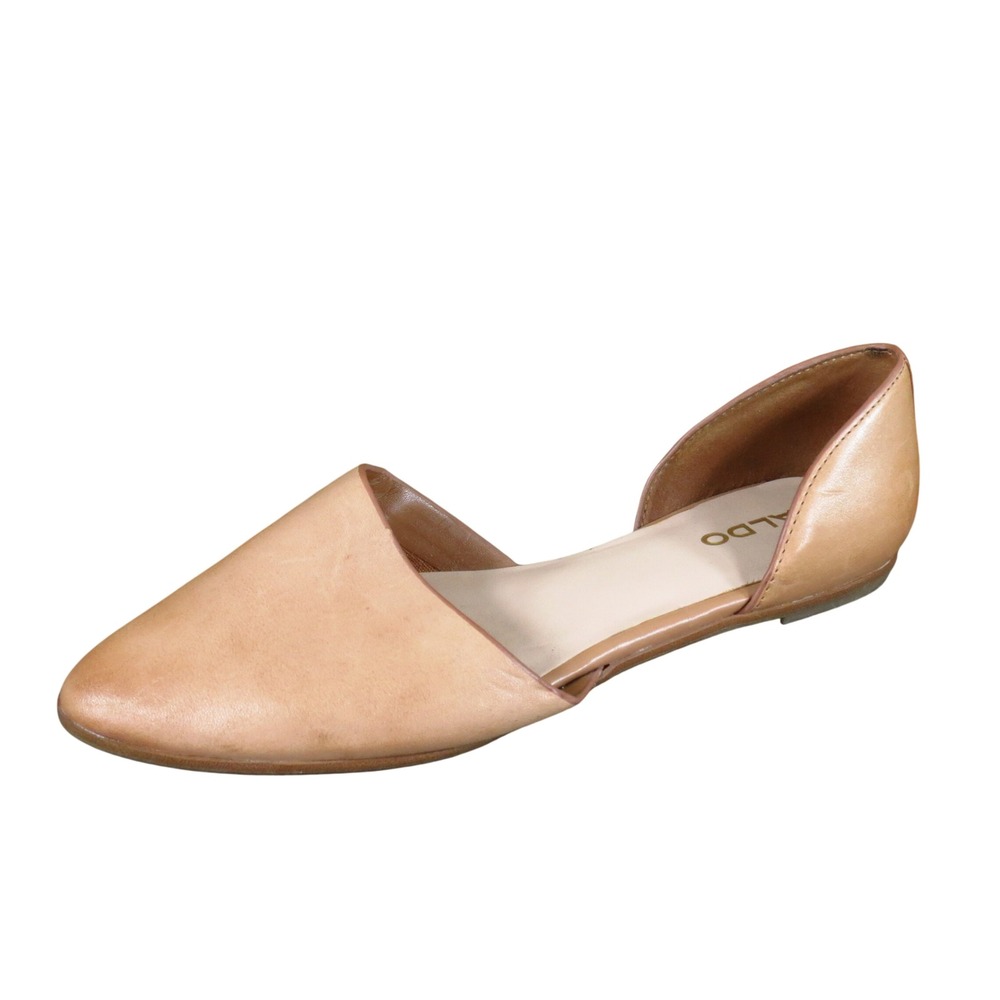 Aldo Womens d'Orsay Pointed Toe Flats Size 6.5 Professional Dressy Tan Leather